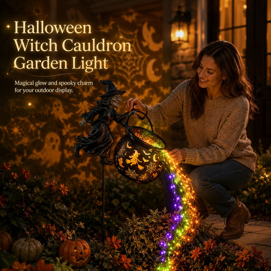 HexaGlow™ Halloween Hexenkessel Gartenlicht – Magische Farben & Projektionen für Ihre Halloween-Dekoration 🎃✨