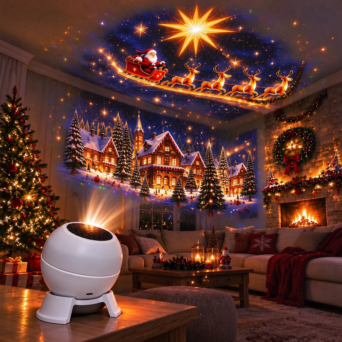 FestiGlow™ | Weihnachts-Projektionsnachtlicht – Wände & Decken in eine festliche Weihnachtswelt verwandeln