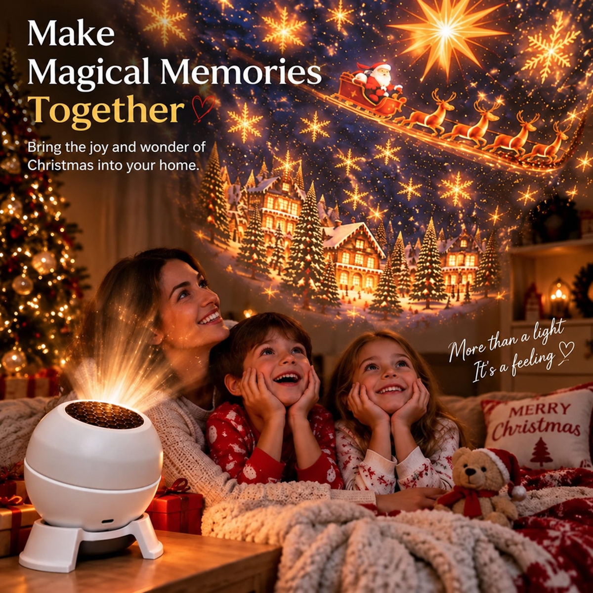 FestiGlow™ | Weihnachts-Projektionsnachtlicht – Wände & Decken in eine festliche Weihnachtswelt verwandeln