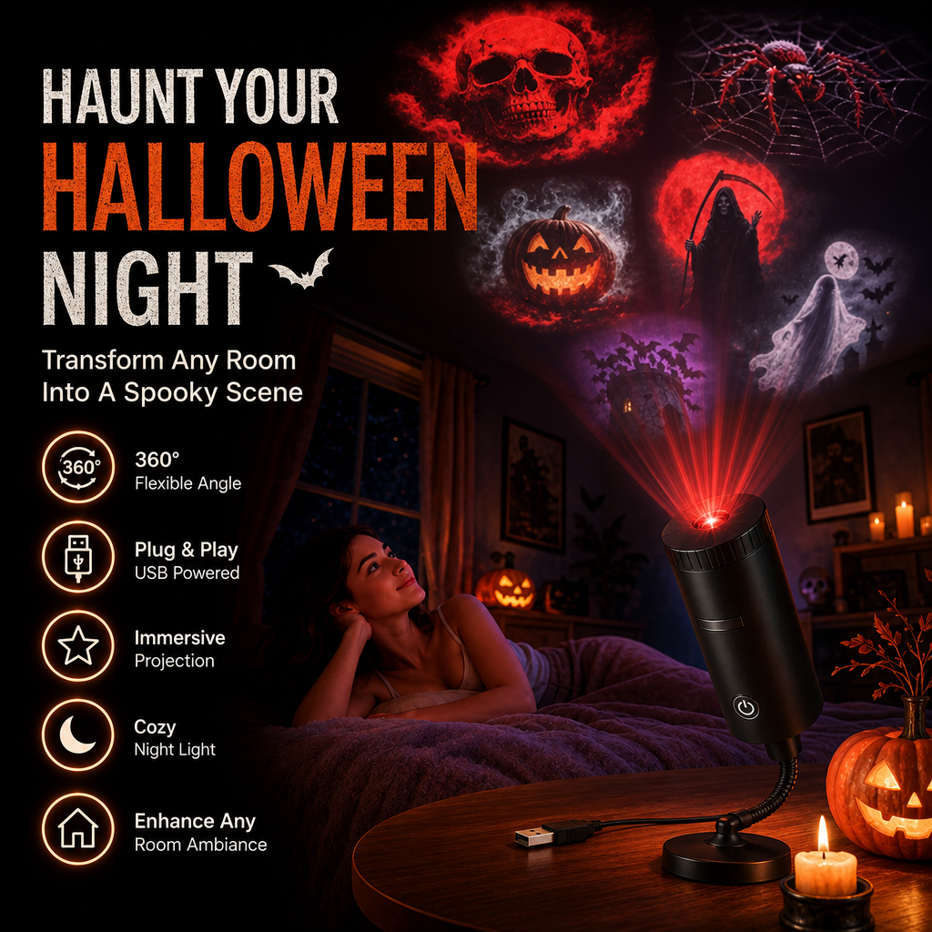 SpookLume™ HD Halloween-Projektor | 6 Gruselige Motive für Sofortige Halloween-Atmosphäre